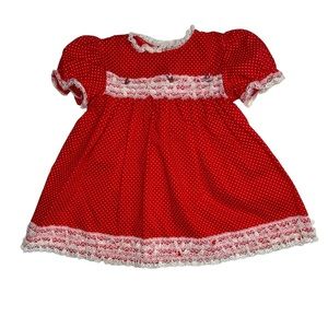 Vintage Toddle Time Baby Girls Red Full Circle Dress Size 2 Or 26.5-28 Pounds